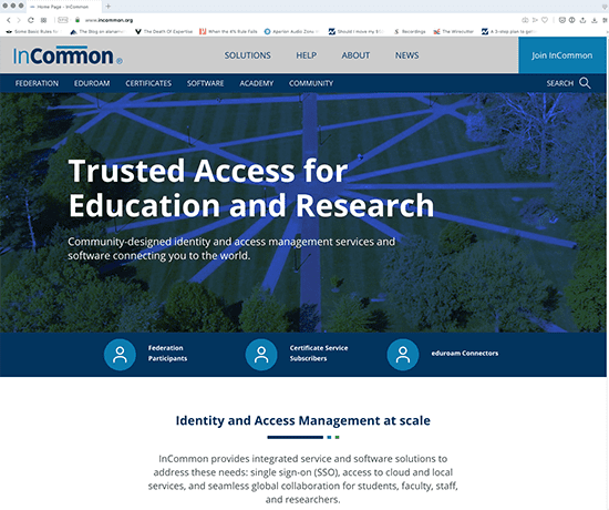 screenshot of the new InCommon.org website